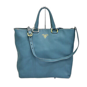 Prada Vitello Daino Leather Blue Bag